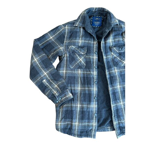 THE CURE Upcycled Plaid Flannel Shacket Retro Vintage 80s Rock Jacket Men’s Sz S - Picture 4 of 9